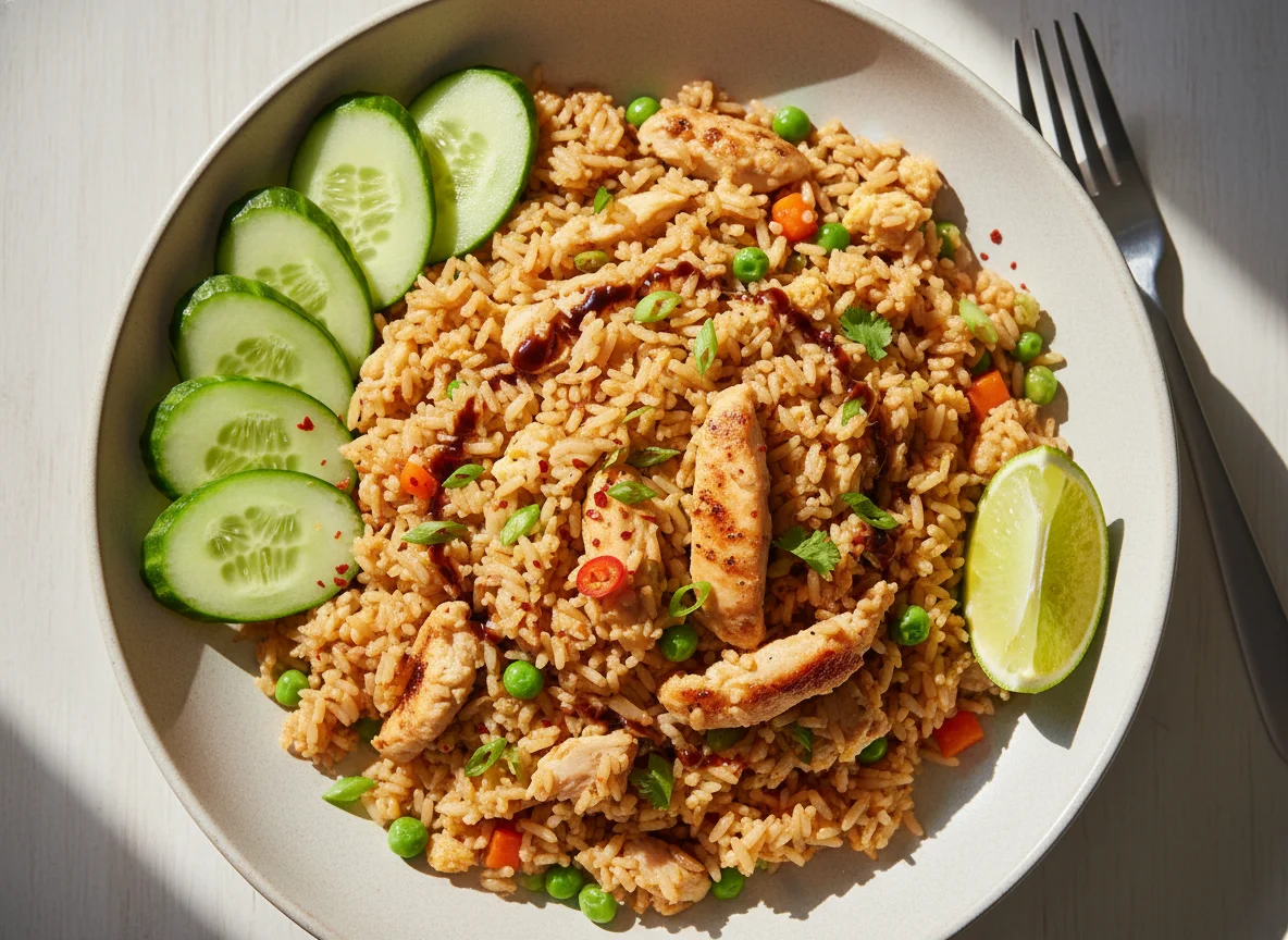 Chicken Fried Rice with Cucumber photo