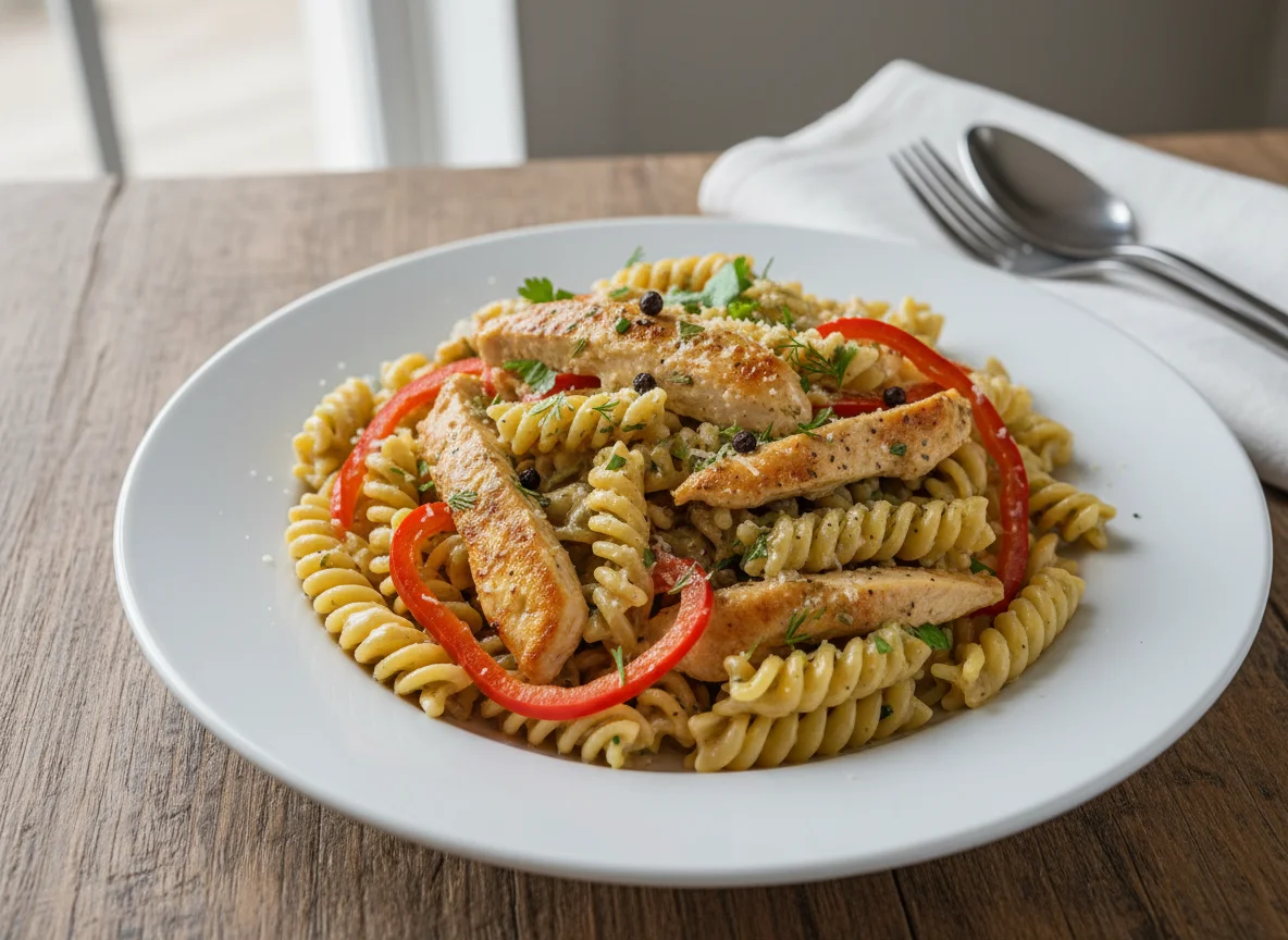 Chicken Fusilli Pasta with Creamy Sauce photo