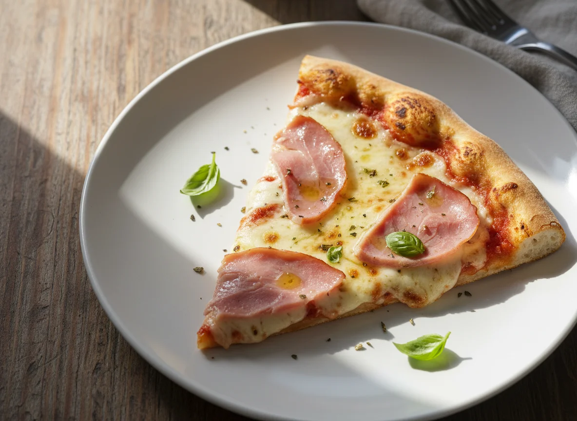 Chicken Ham Pizza Slice photo