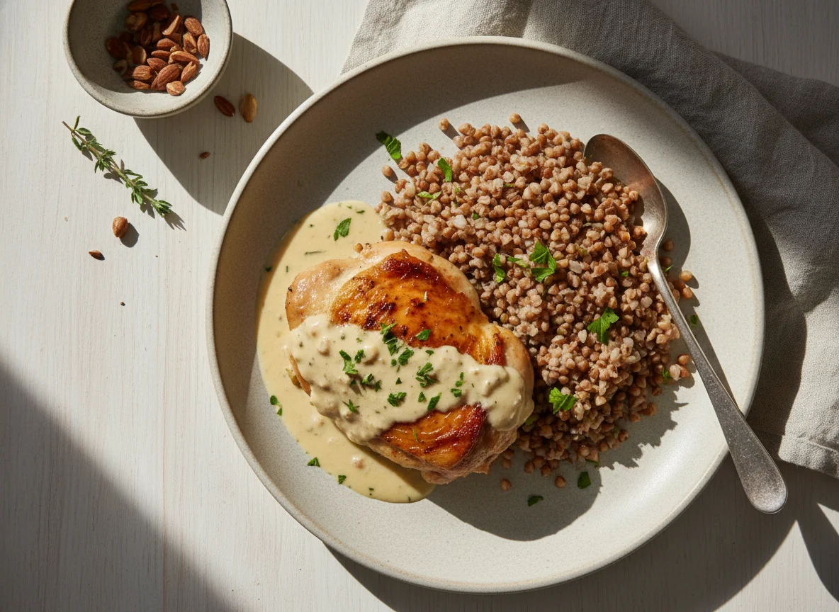 Chicken in Creamy Sauce with Side Dish photo