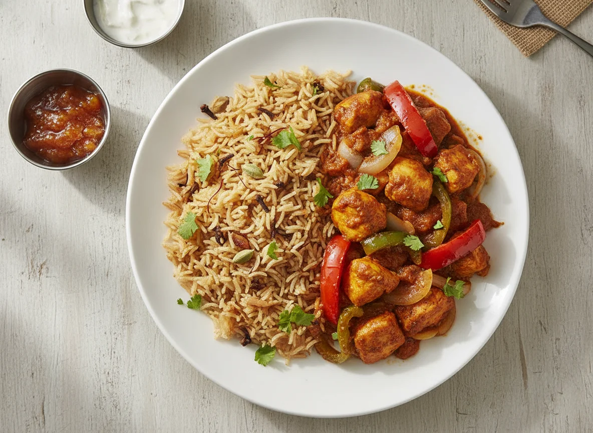 Chicken Jalfrezi with Pilau Rice photo