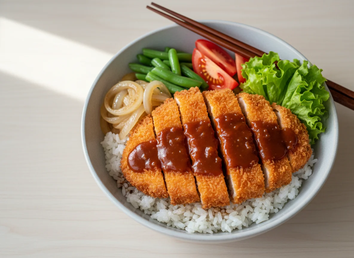 Chicken Katsu Donburi style bowl photo