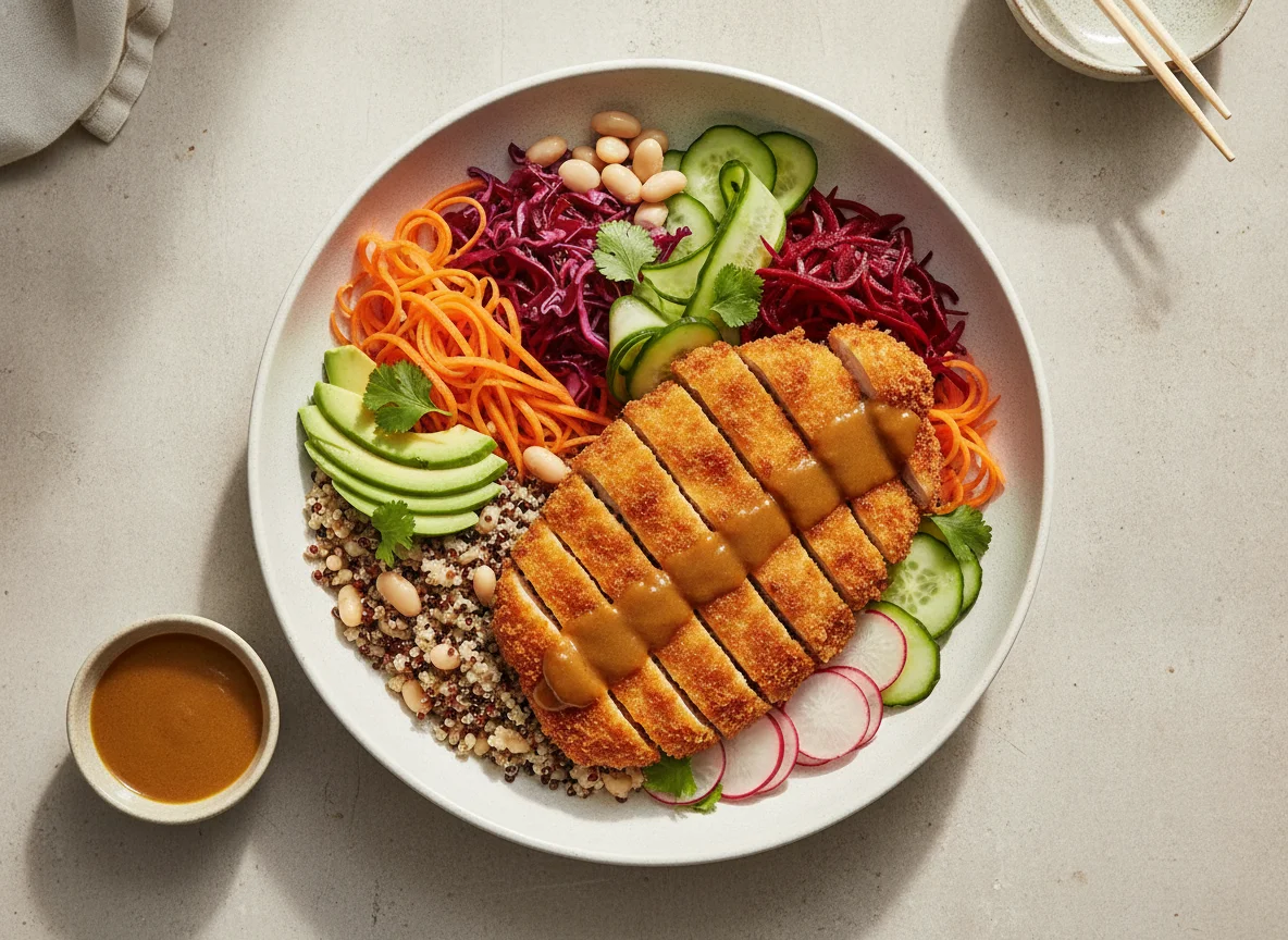 Chicken Katsu with Rainbow Salad Bowl photo