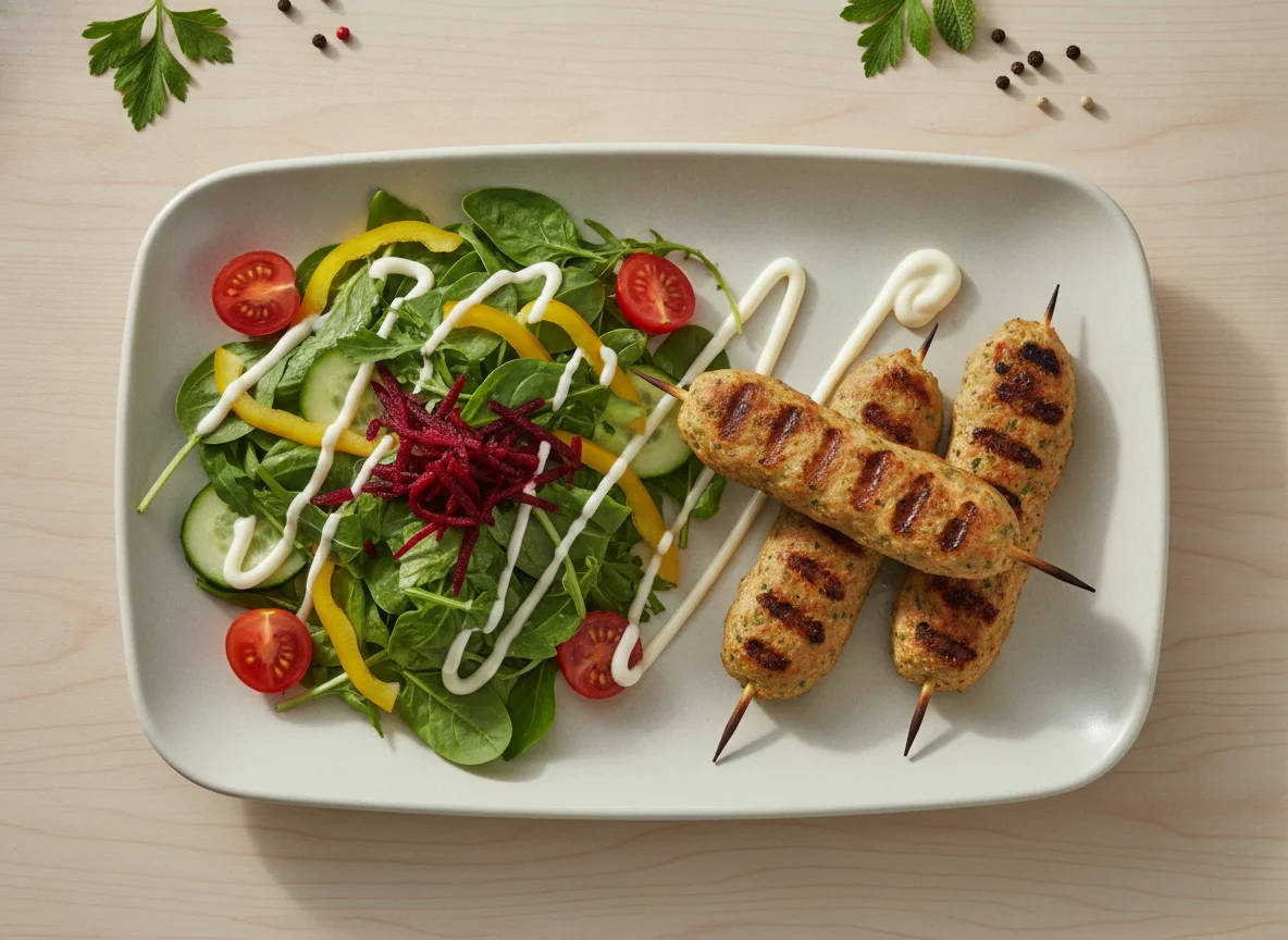 Chicken kofta with mixed salad photo