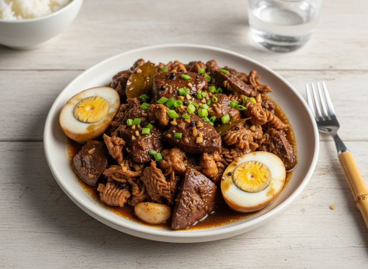 Chicken Liver and Gizzard Adobo with Eggs photo