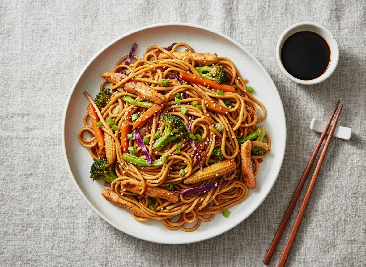 Chicken Lo Mein with Vegetables photo