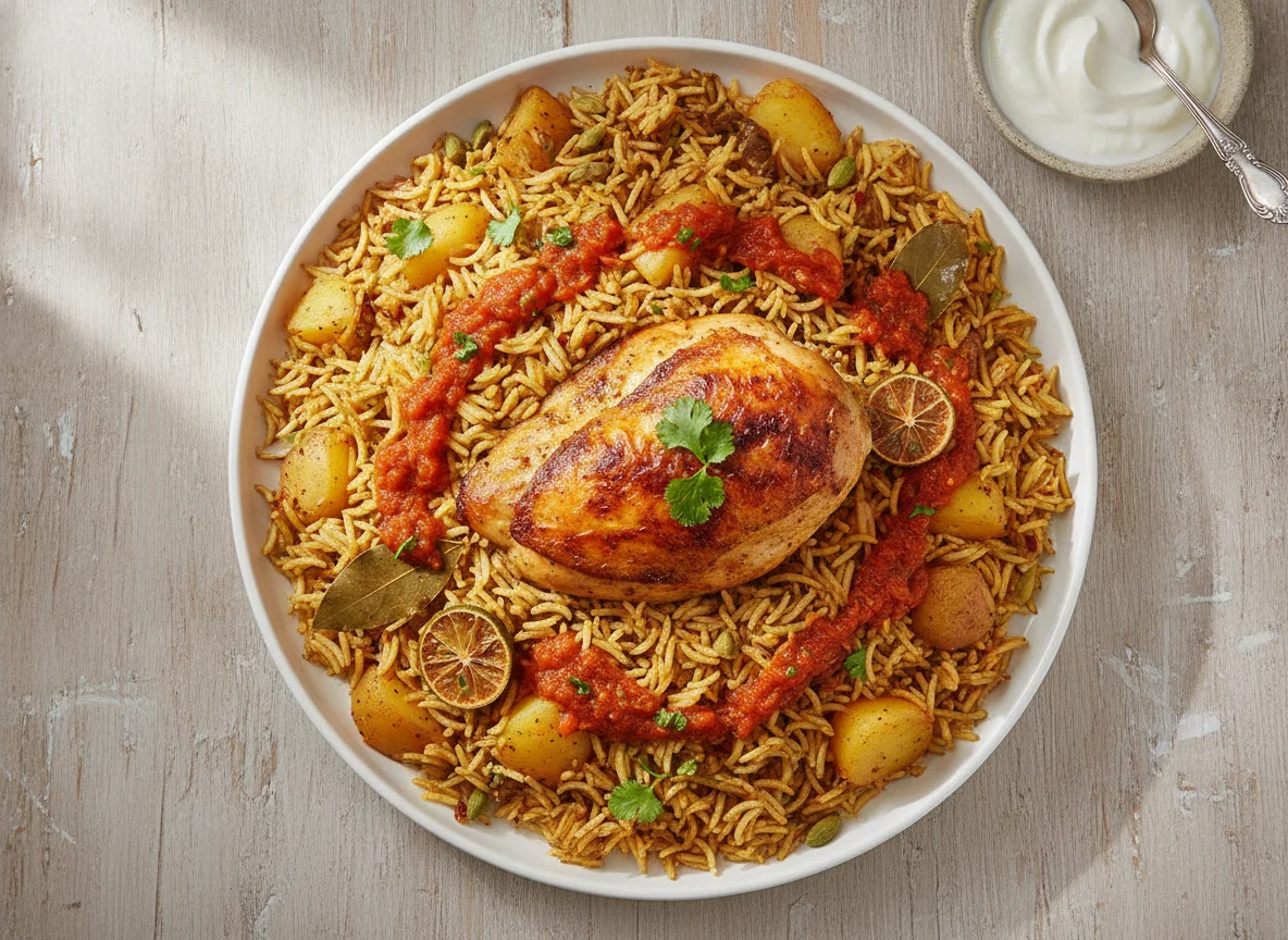 Chicken Machboos with Potatoes photo