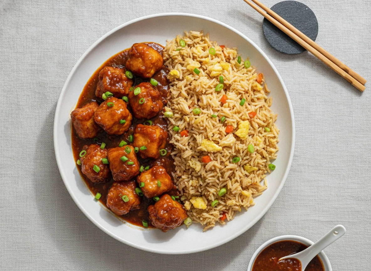 Chicken Manchurian with Egg Fried Rice photo