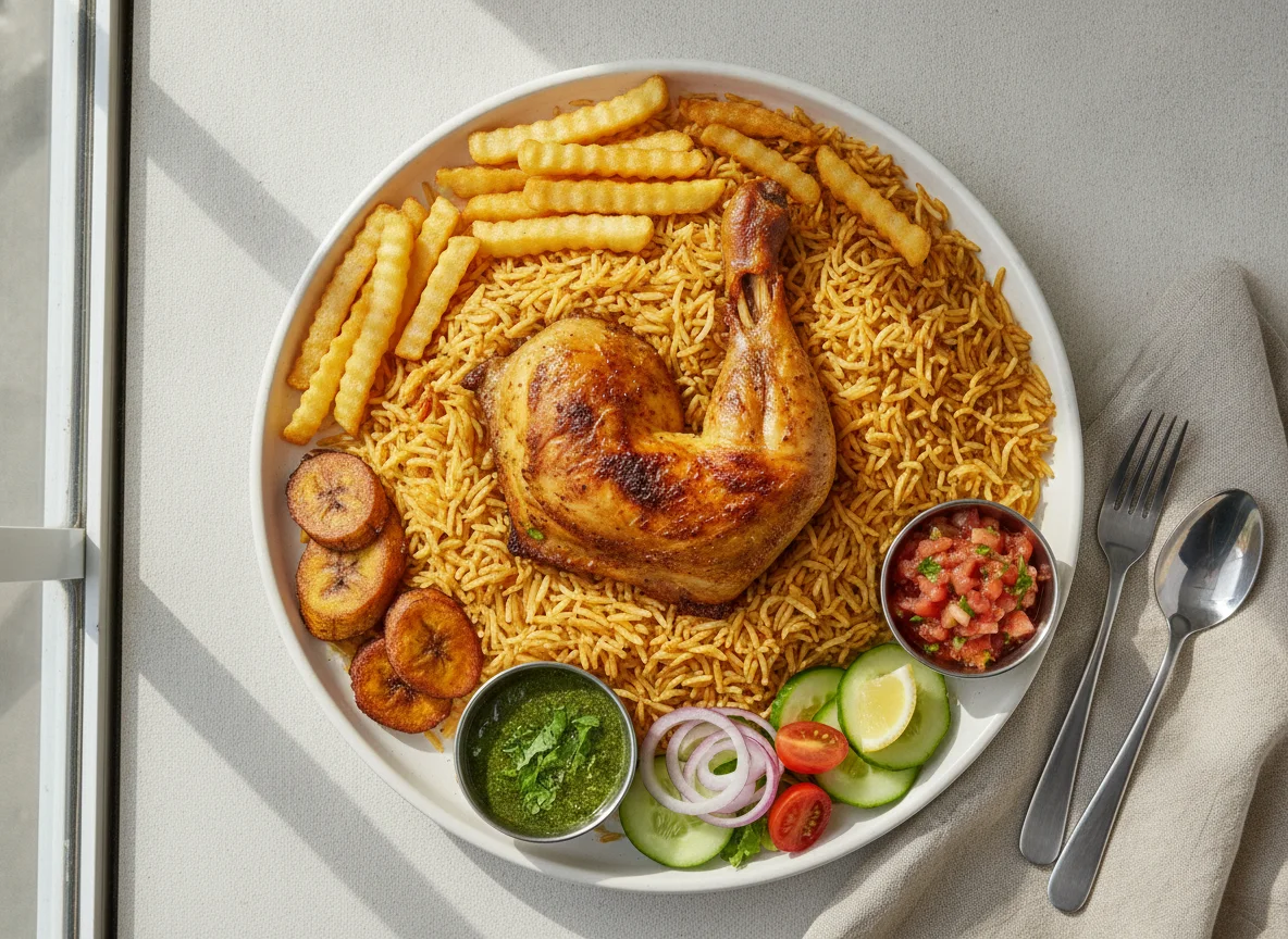 Chicken Mandi with Rice and Sides photo