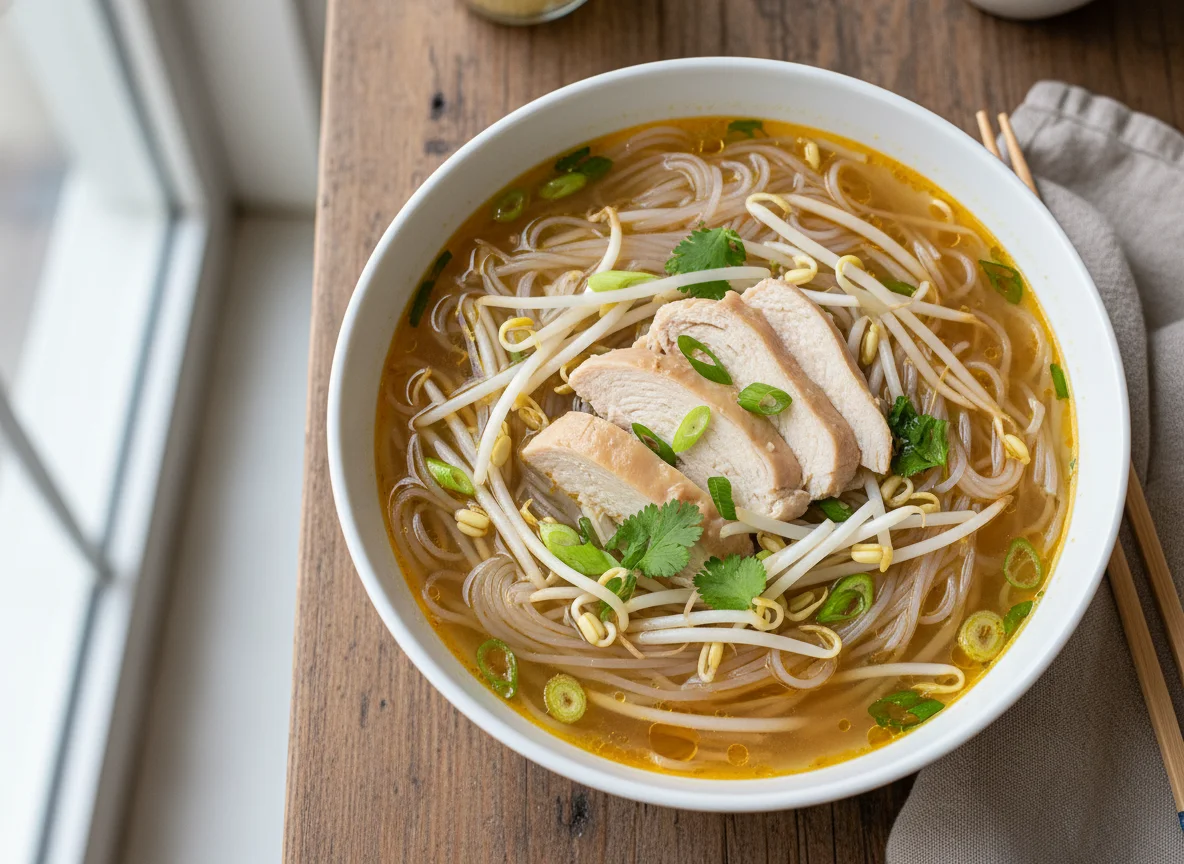 Chicken Noodle Soup with Bean Sprouts photo