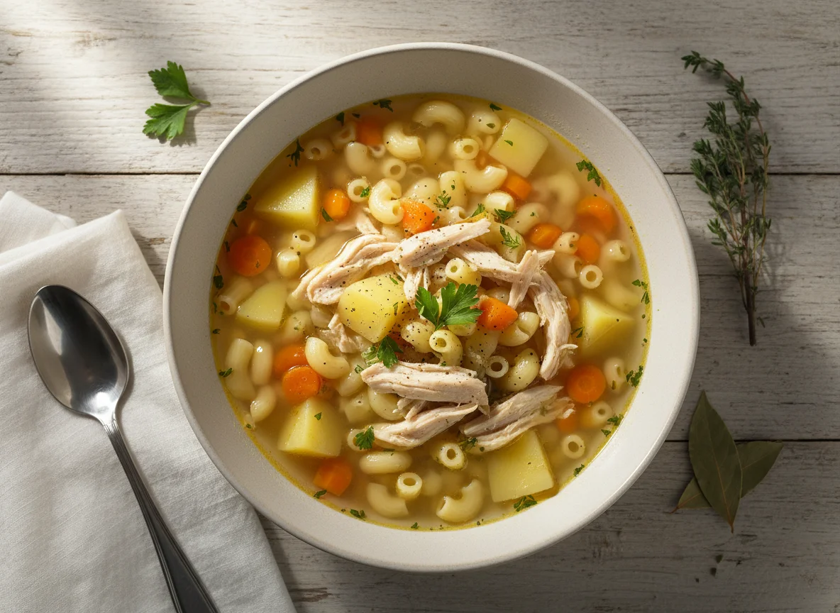 Chicken Noodle Soup with Potatoes photo