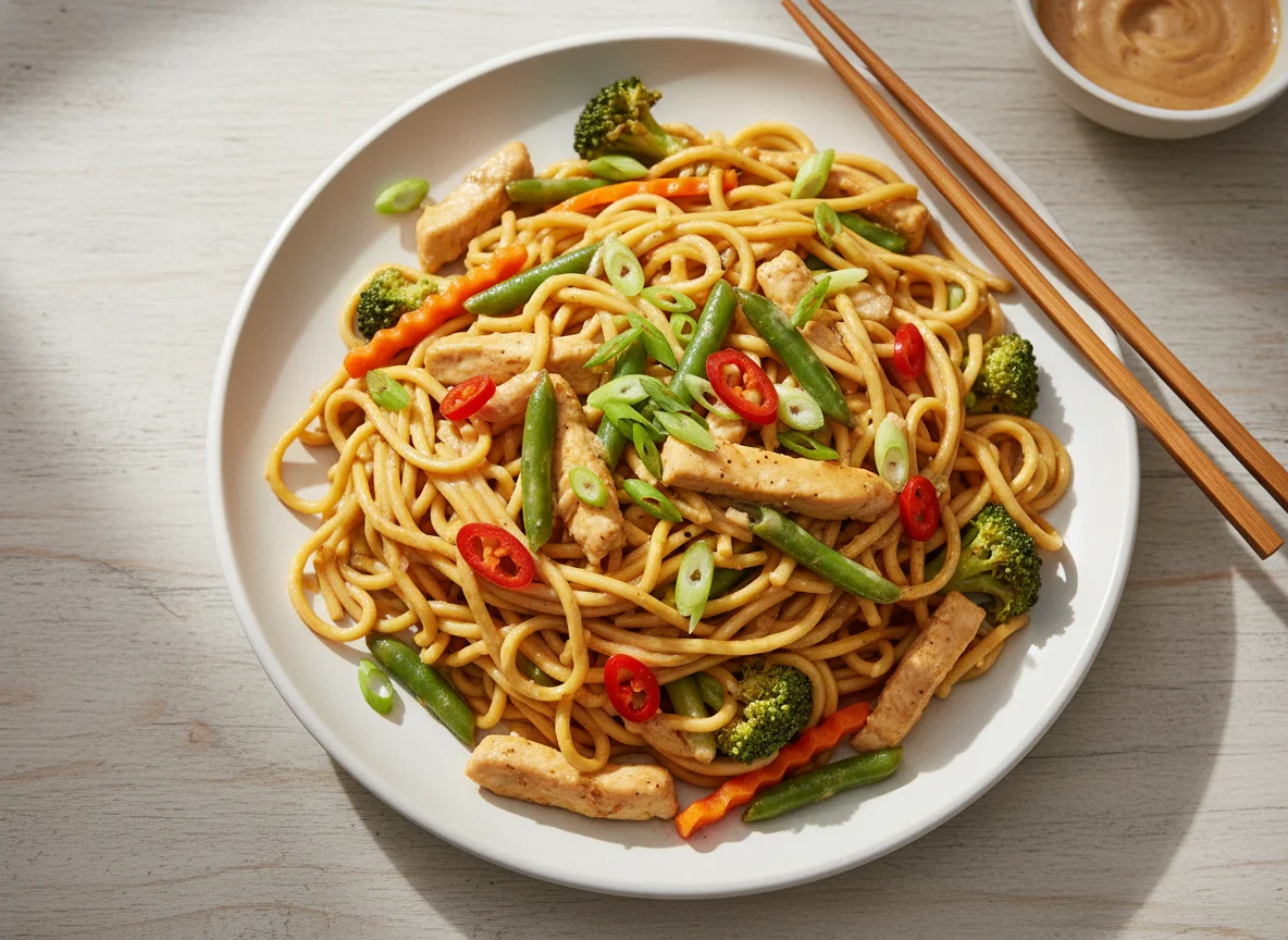 Chicken Noodle Stir-fry with Vegetables photo