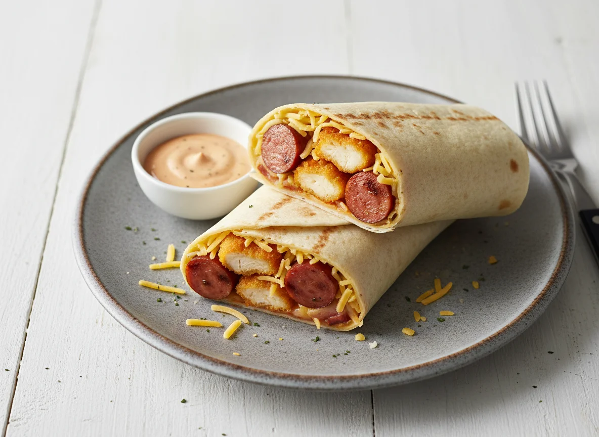 Chicken Nugget and Sausage Wrap photo