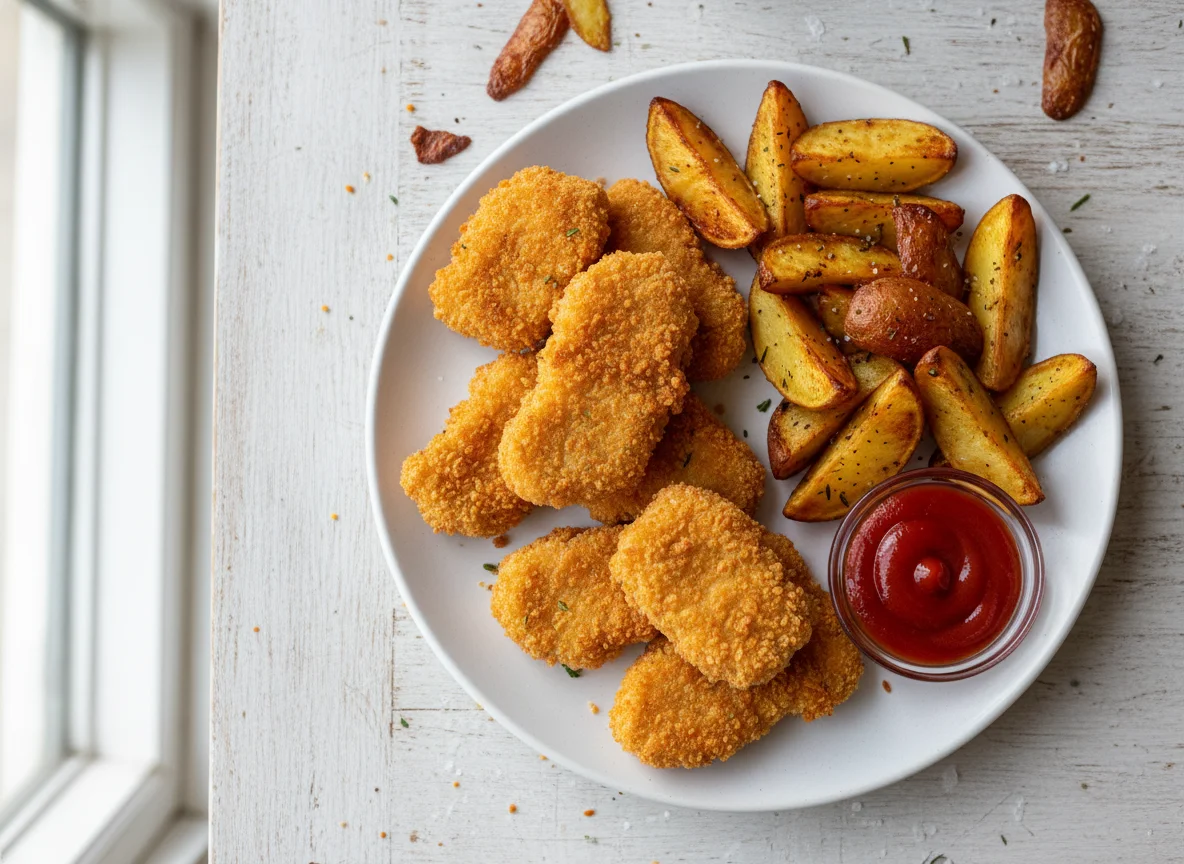 Chicken Nuggets and Roasted Potatoes photo