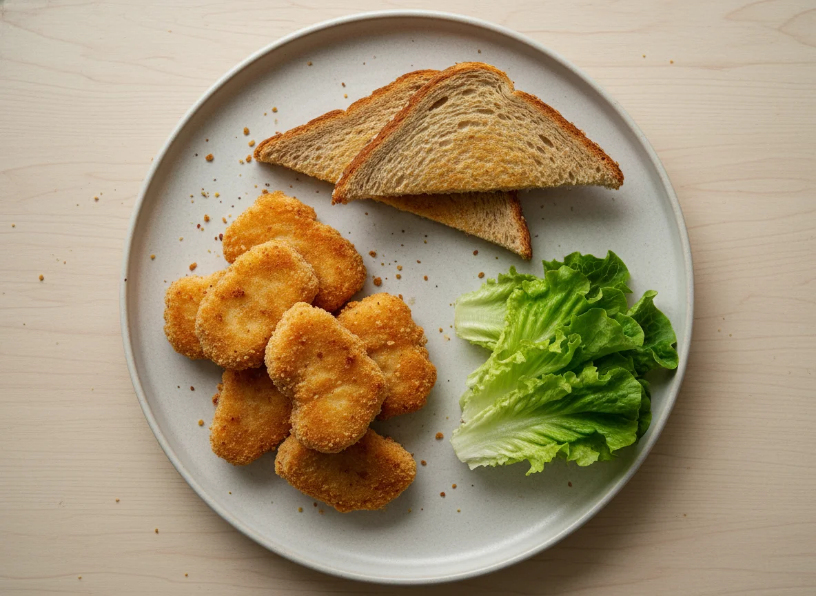 Chicken Nuggets with Toast and Lettuce photo
