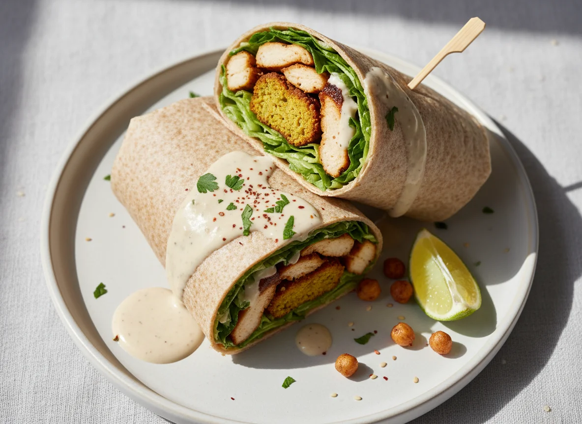 Chicken or Falafel Wrap with Tahini Sauce photo