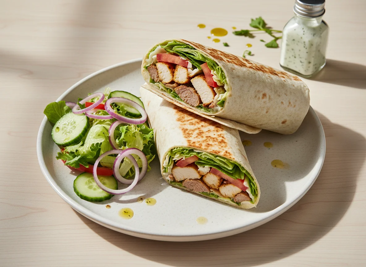 Chicken or Lamb Wrap with Side Salad photo