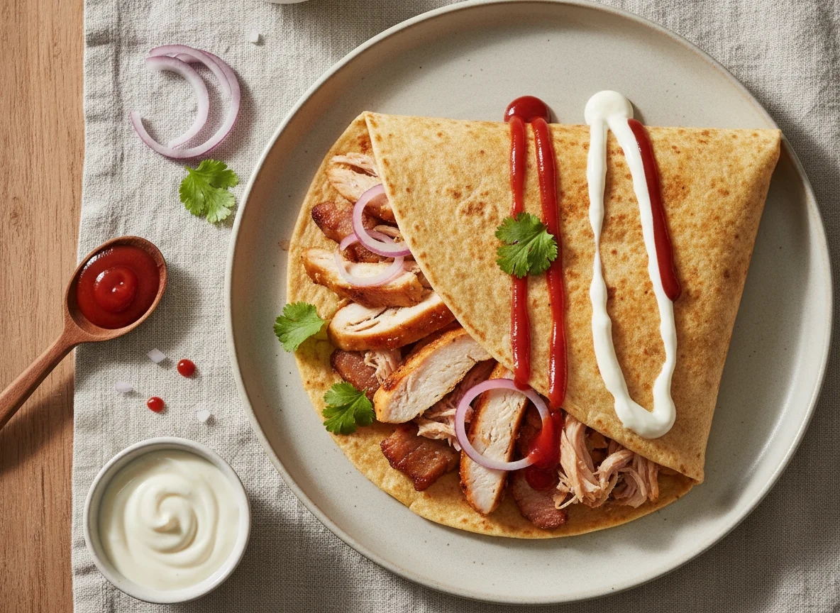 Chicken or Pork Tortilla with Sauces photo