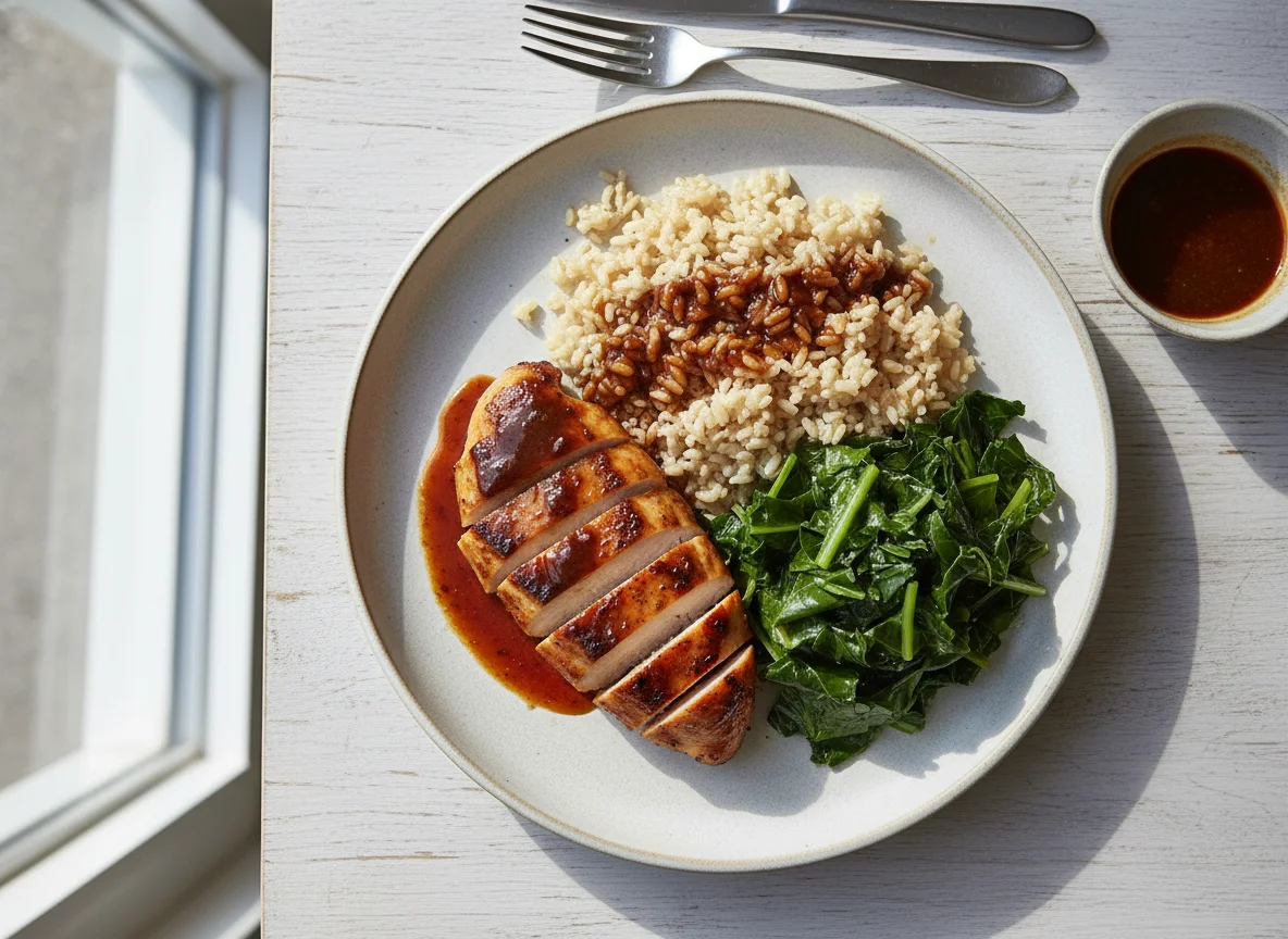 Chicken or Pork with Rice and Greens photo
