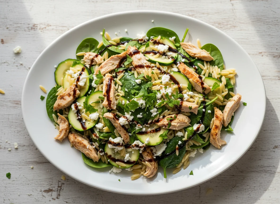 Chicken Orzo Salad with Feta and Zucchini photo