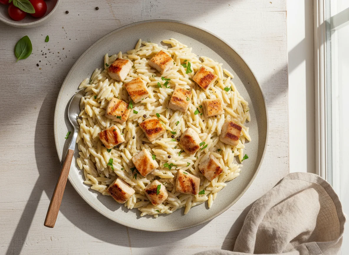 Chicken Orzo with Low-Fat Cream photo