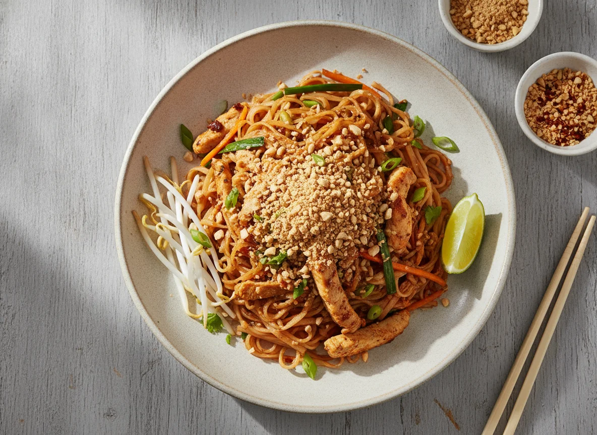 Chicken Pad Thai with Peanuts photo