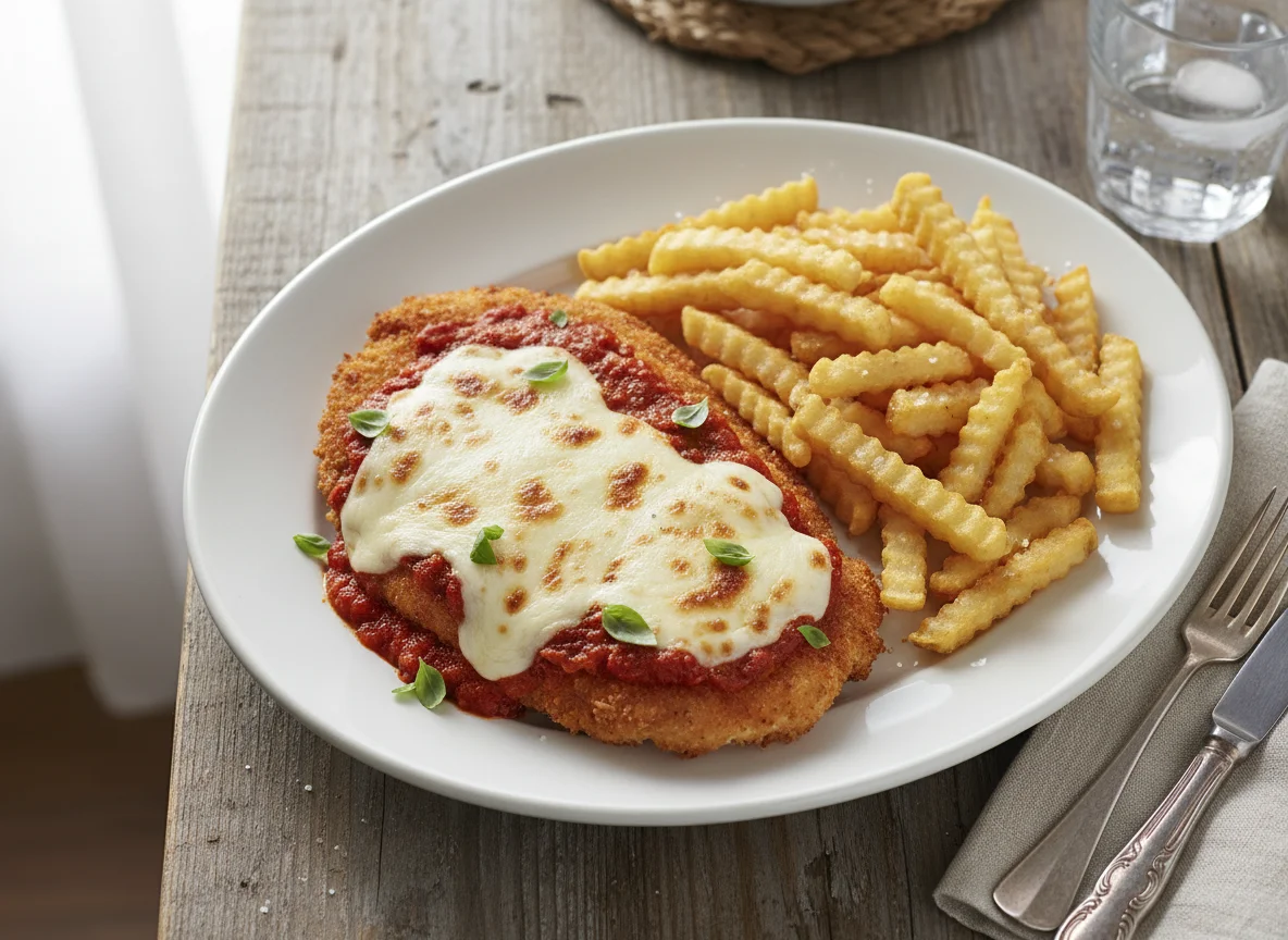 Chicken Parmesan with French Fries photo
