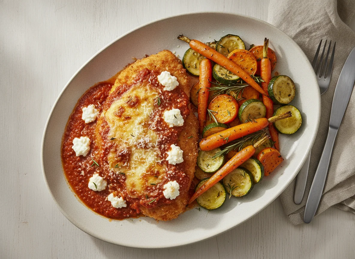 Chicken Parmesan with Roasted Vegetable Medley photo