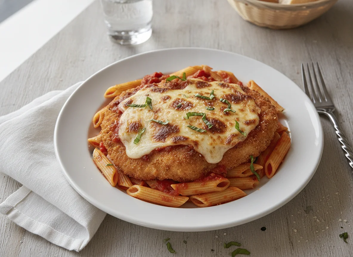 Chicken Parmigiana with Penne Pasta photo