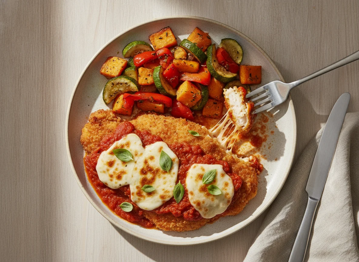Chicken Parmigiana with Roasted Vegetables photo