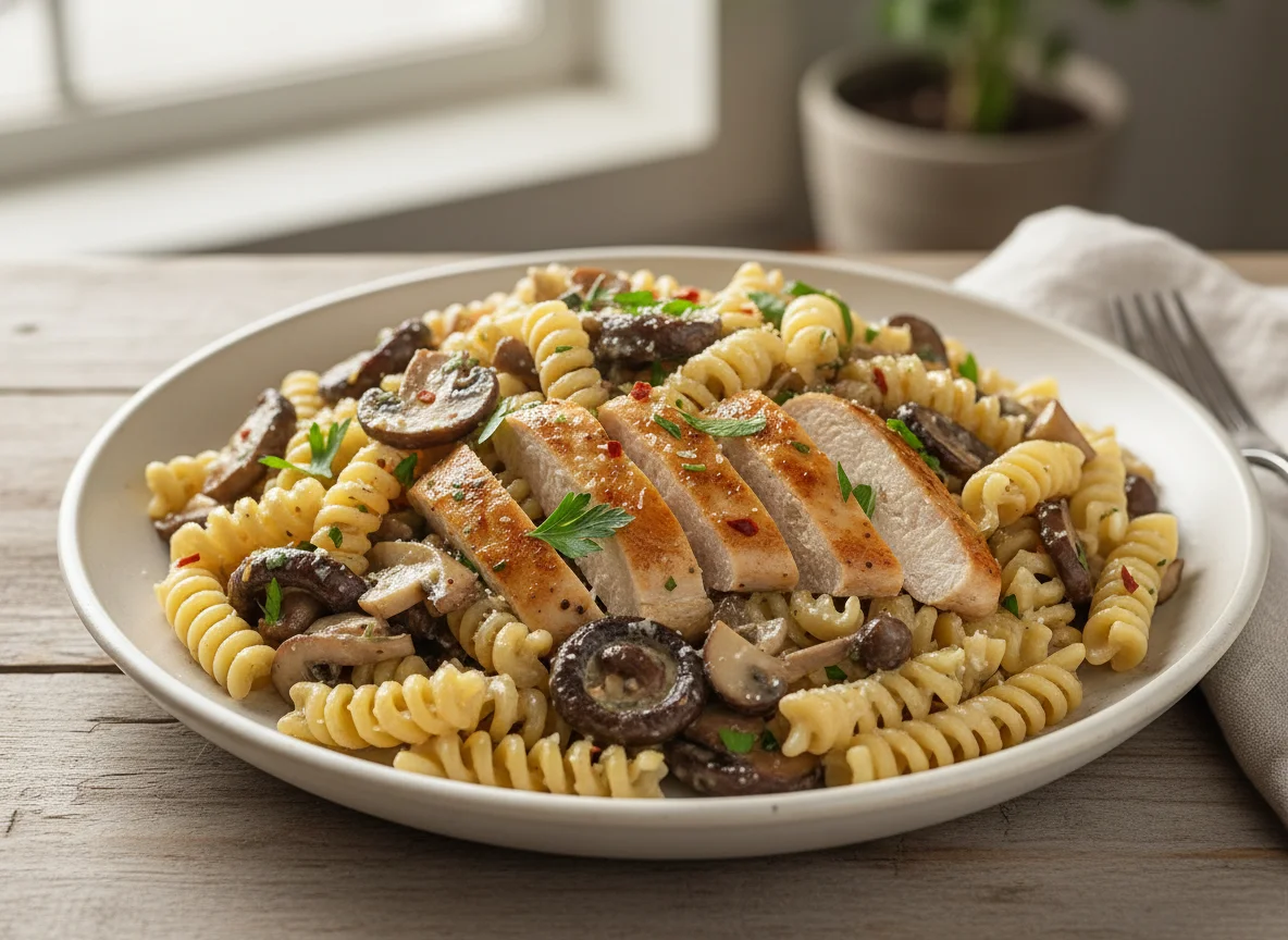 Chicken, Pasta and Mushroom Dish photo
