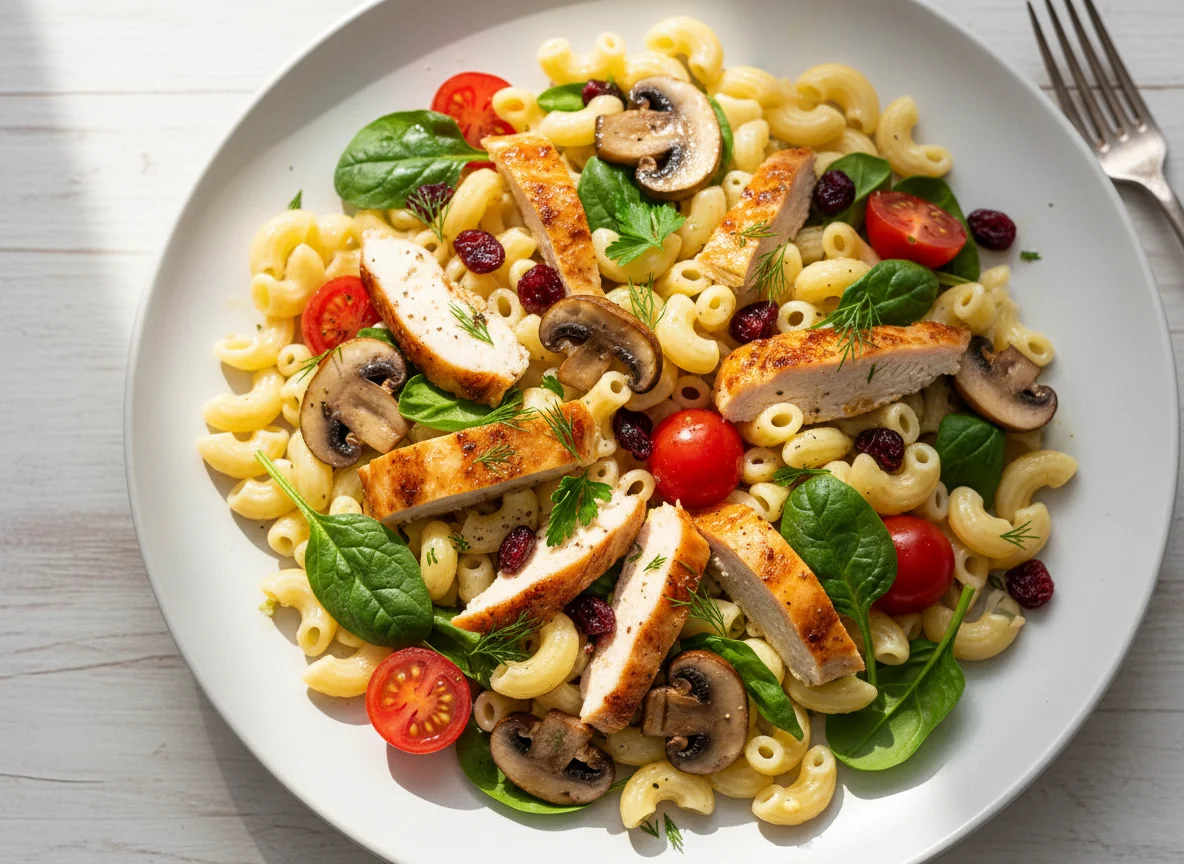 Chicken Pasta Salad with Mushrooms and Cranberries photo
