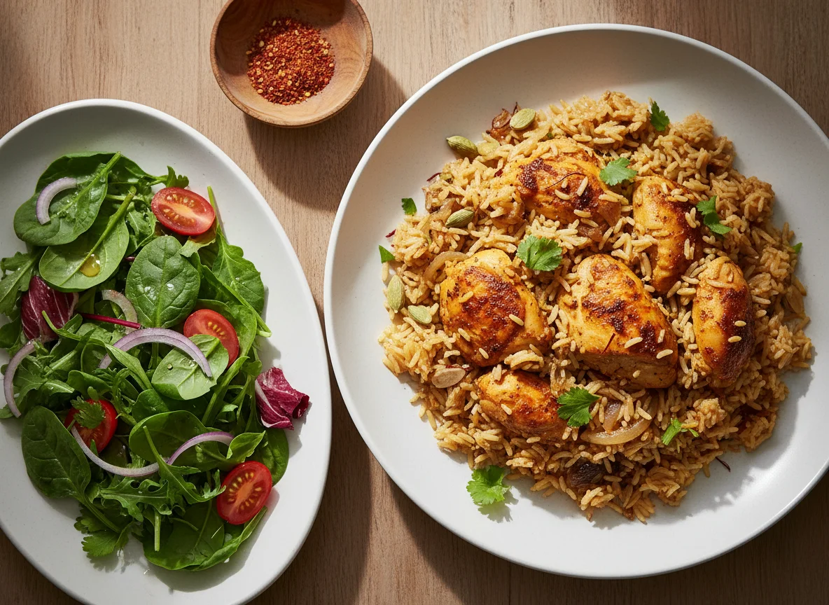 Chicken Pilaf with Side Salad photo