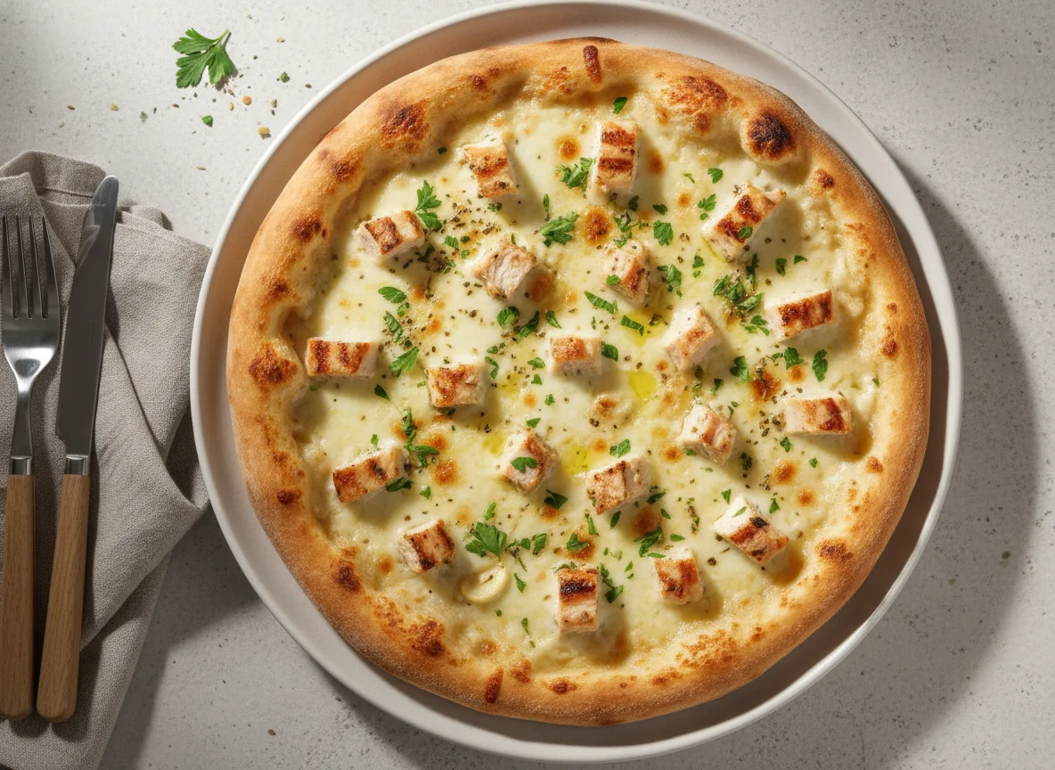 Chicken Pizza with White Sauce photo
