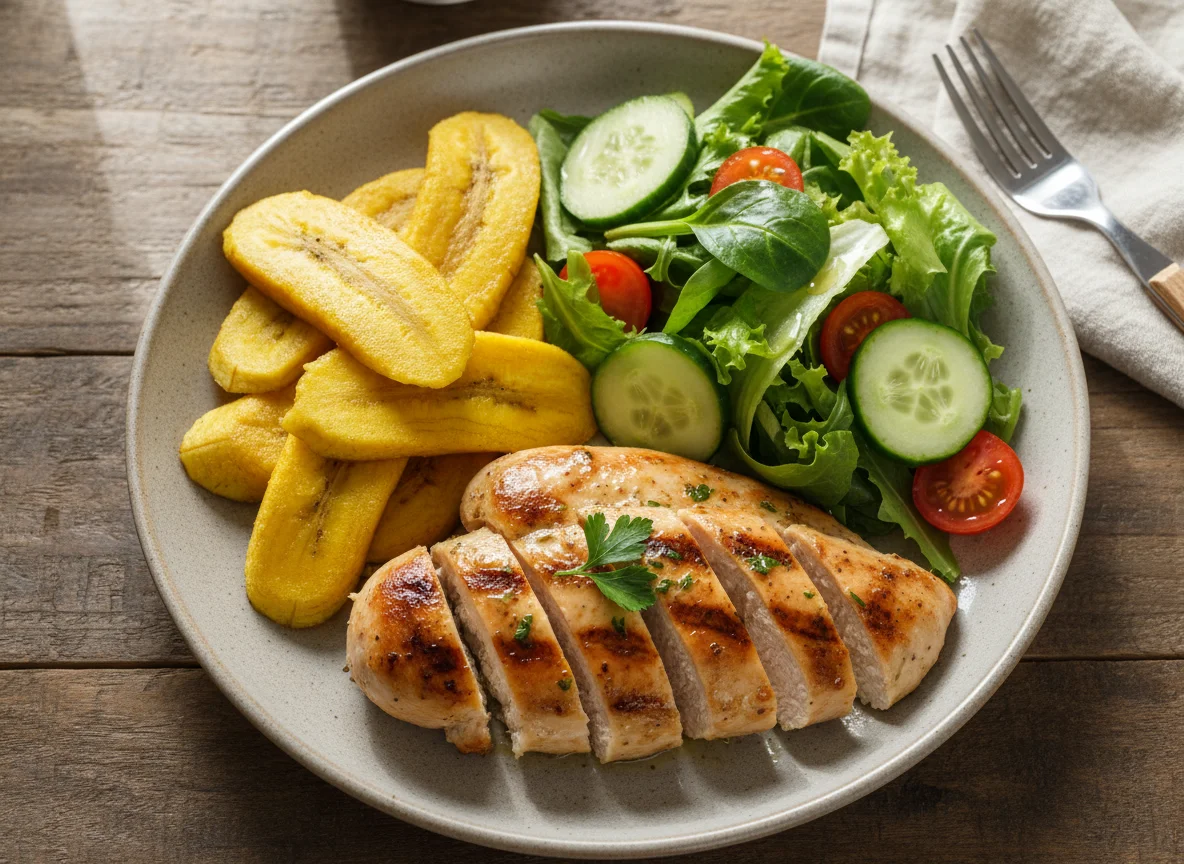 Chicken, Plantain and Vegetable Plate photo