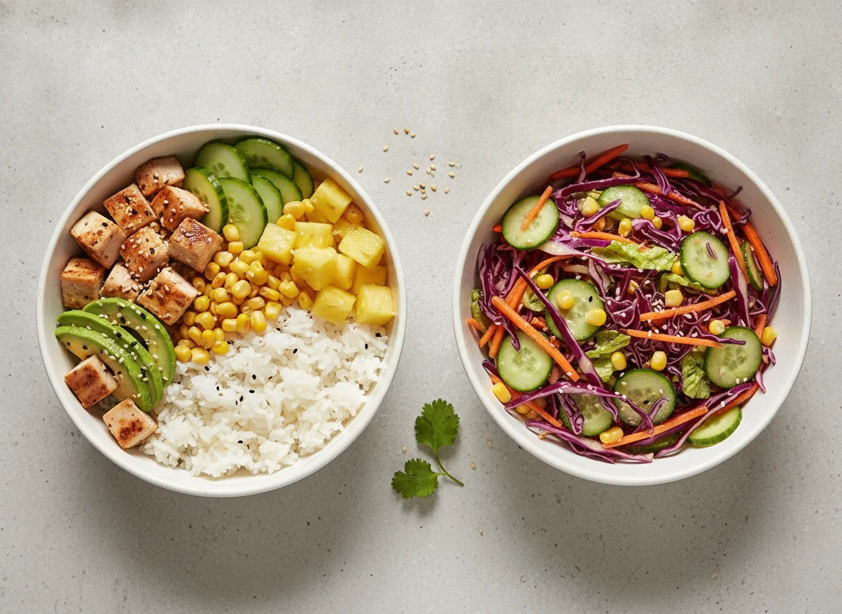 Chicken Poke Bowl and Cabbage Salad photo