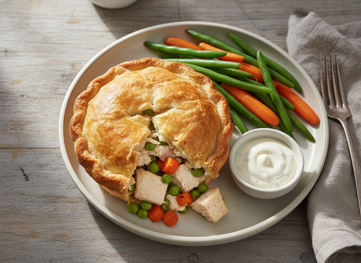 Chicken Pot Pie with Green Beans and Carrots photo