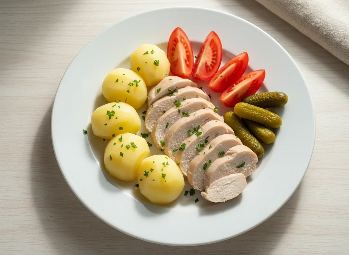 Chicken, Potato and Vegetable Plate photo