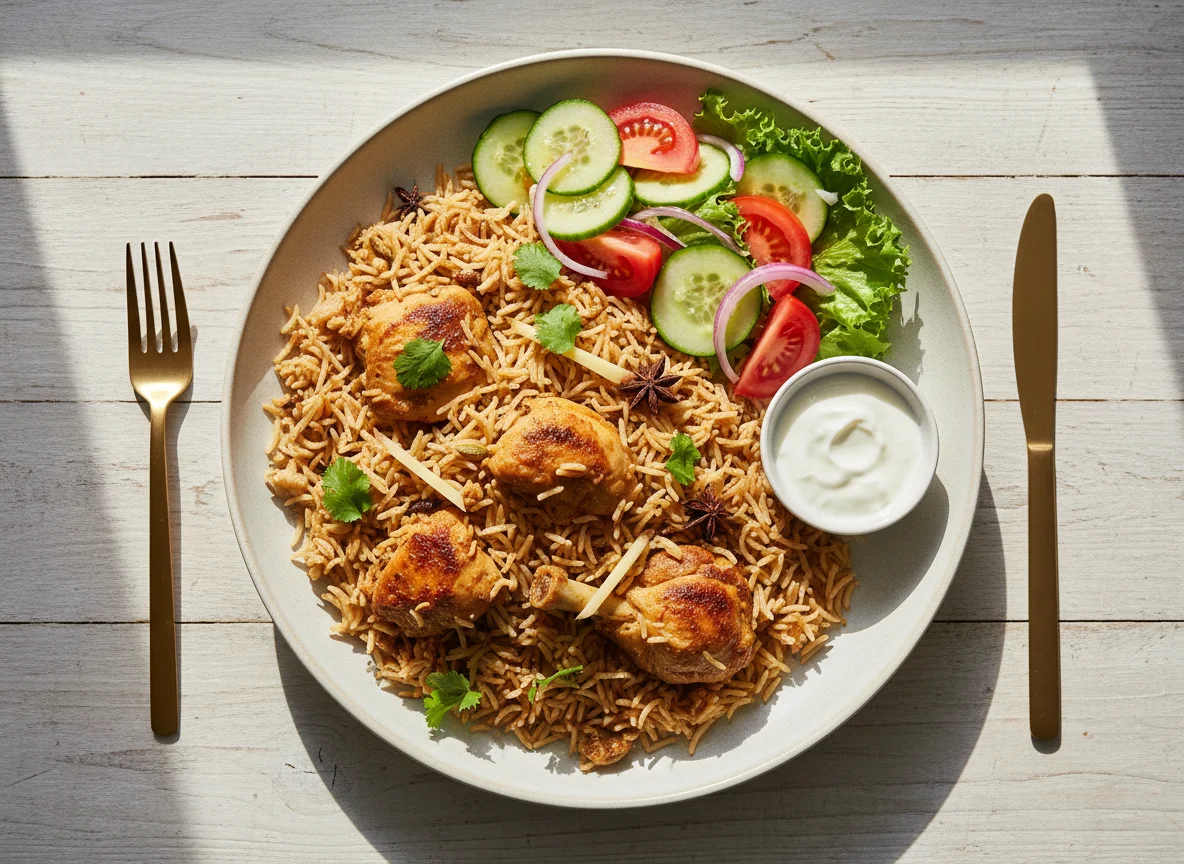 Chicken Pulao with Salad photo