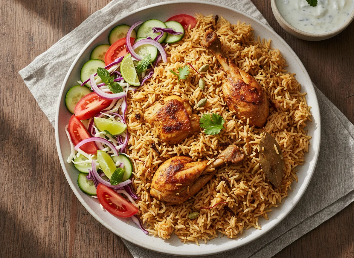 Chicken Pulao with Side Salad photo