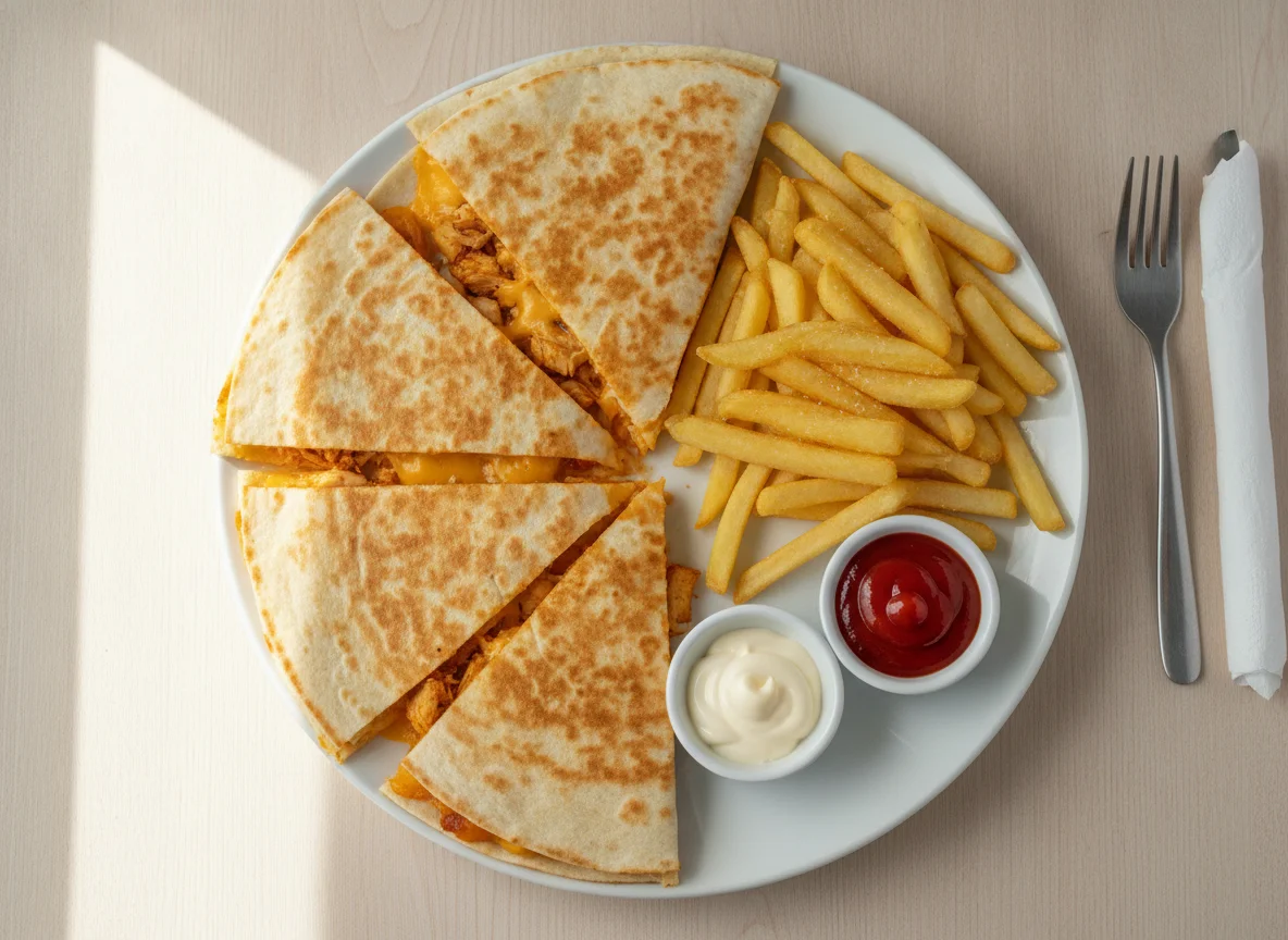 Chicken Quesadilla with French Fries photo