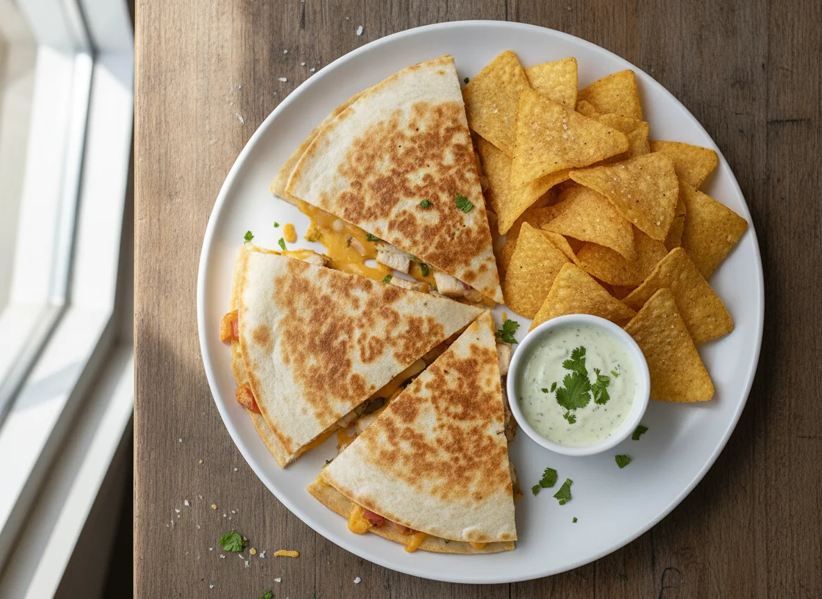 Chicken Quesadilla with Tortilla Chips photo