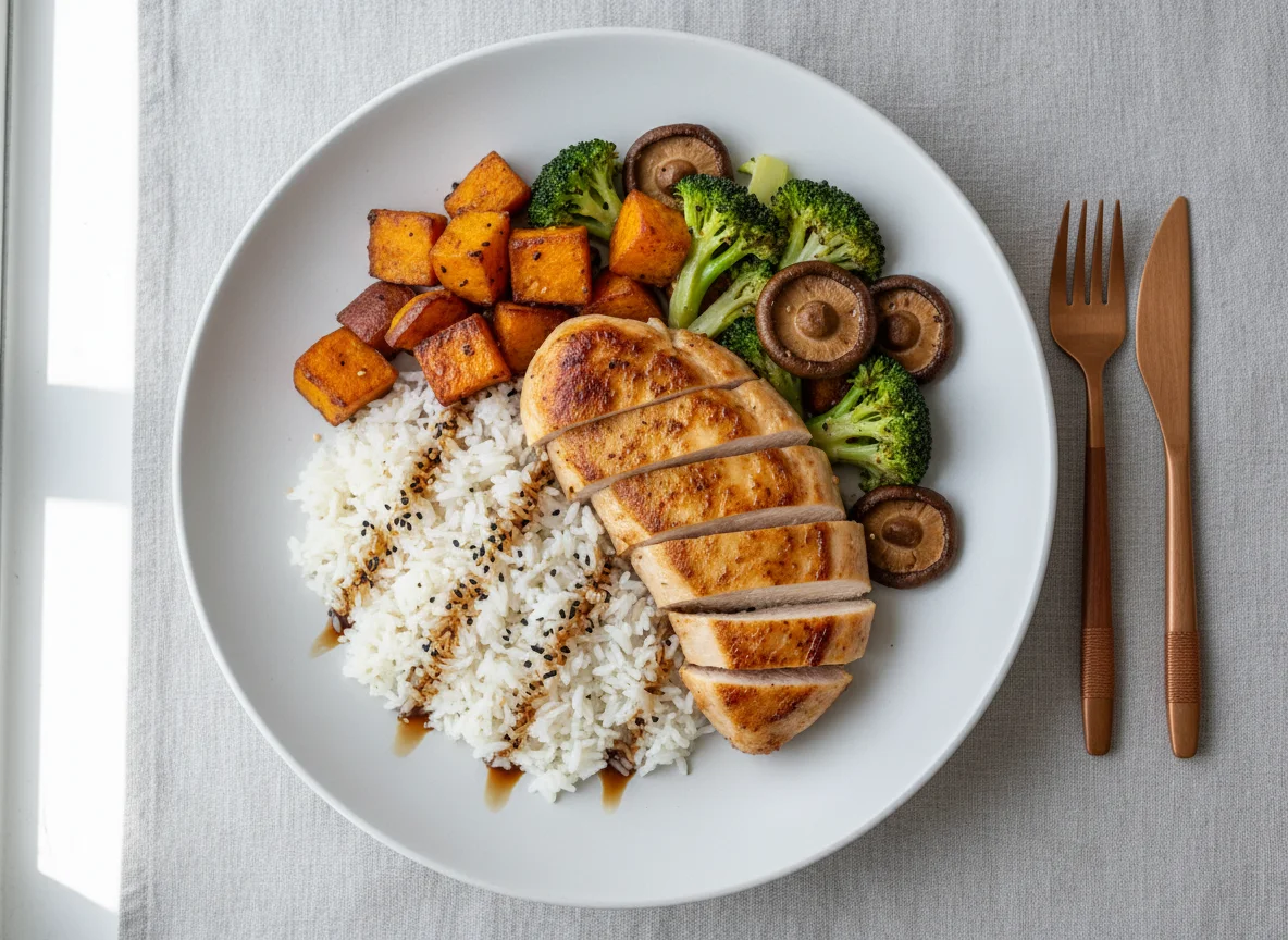 Chicken, Rice and Roasted Vegetables photo