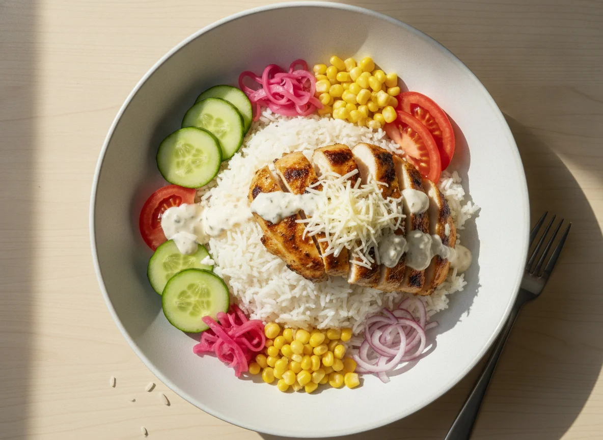 Chicken Rice Bowl with Garlic Sauce photo