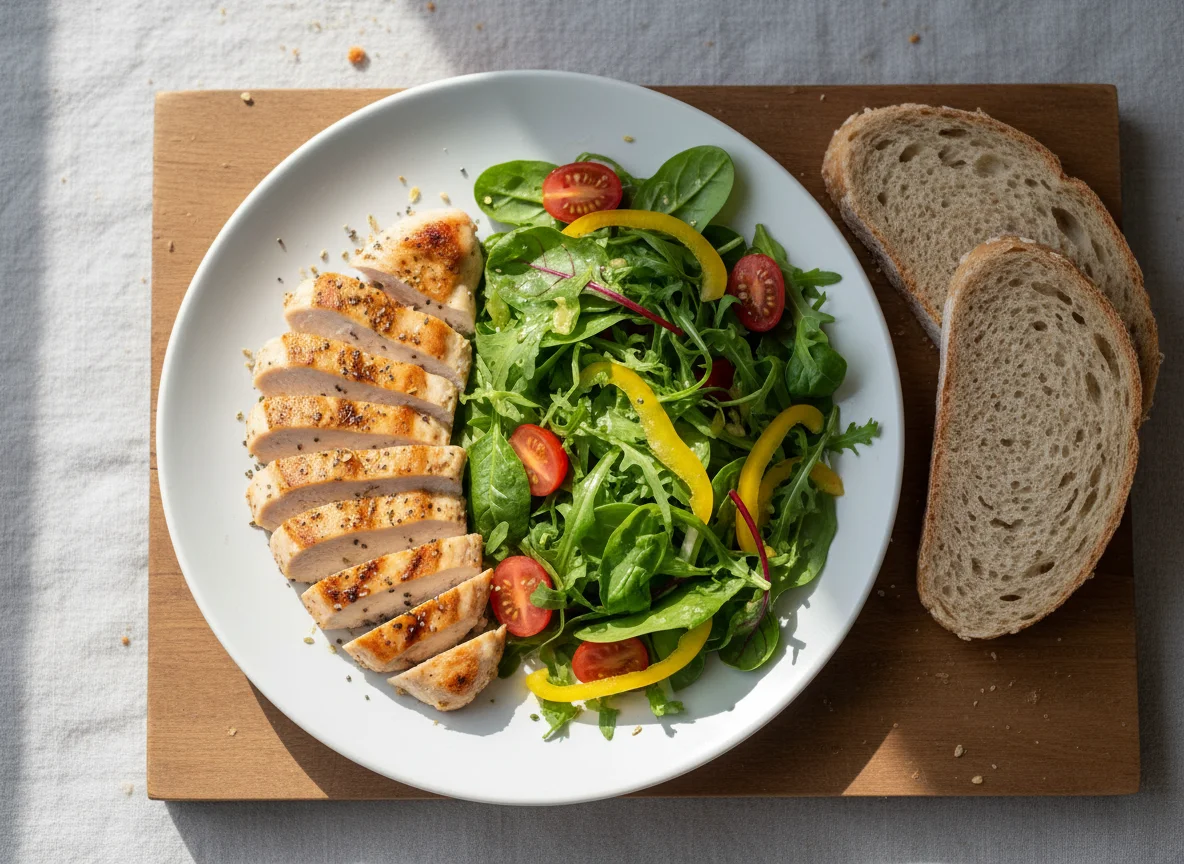 Chicken, Salad and Wholemeal Bread photo