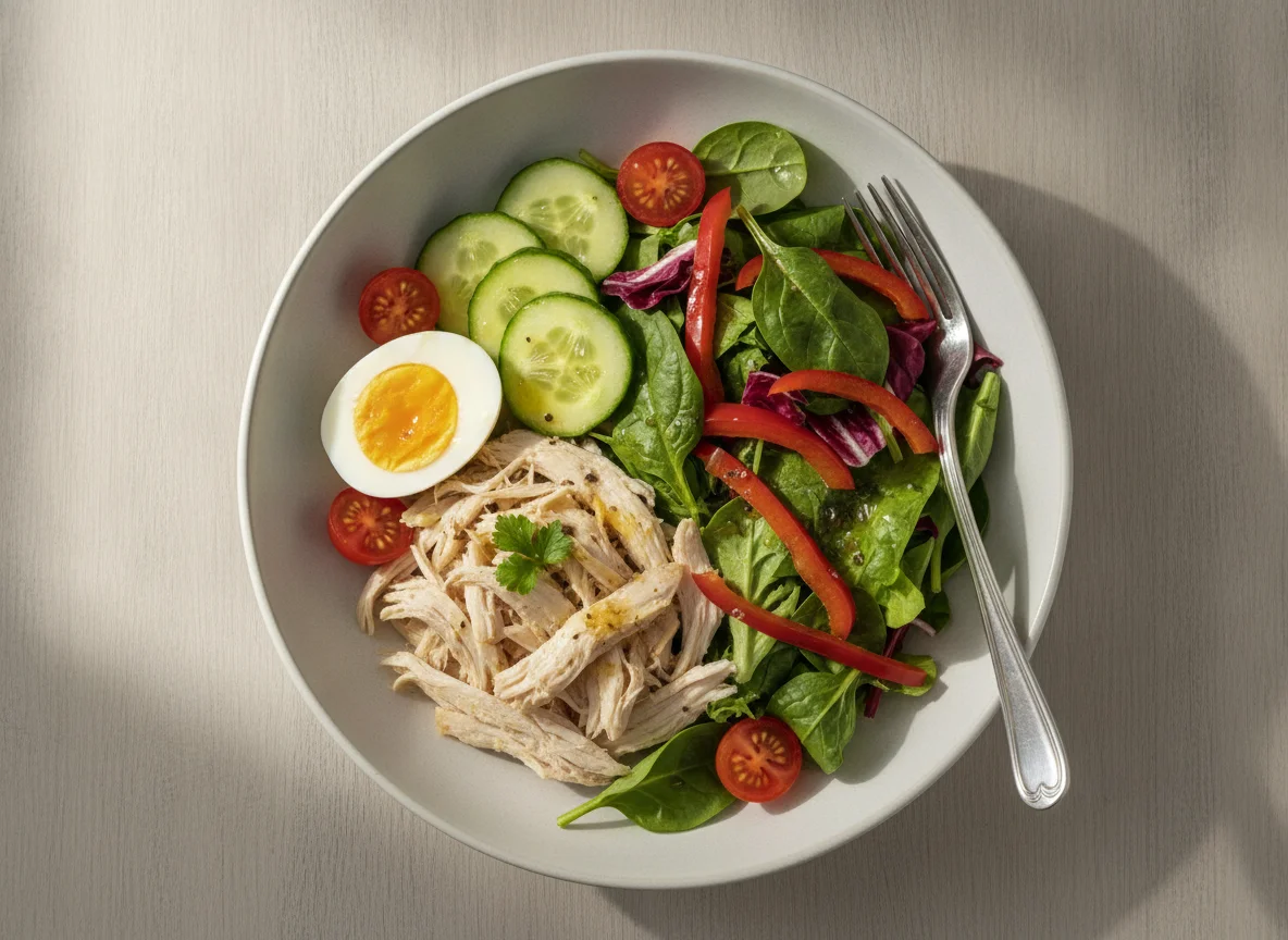Chicken Salad Bowl with Boiled Egg photo