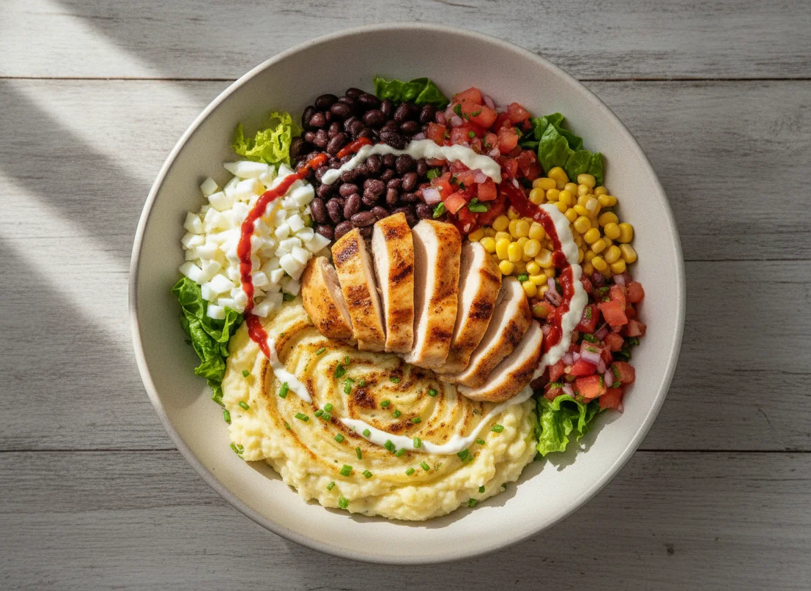 Chicken Salad Bowl with Mashed Potato photo