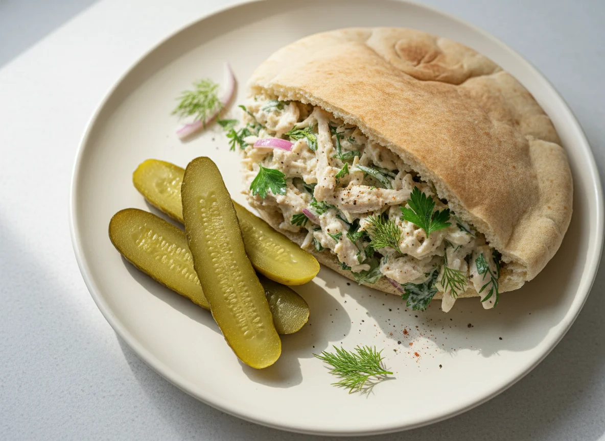 Chicken Salad Pita with Pickles photo