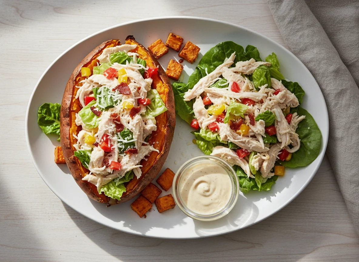 Chicken Salad with Baked Sweet Potato photo