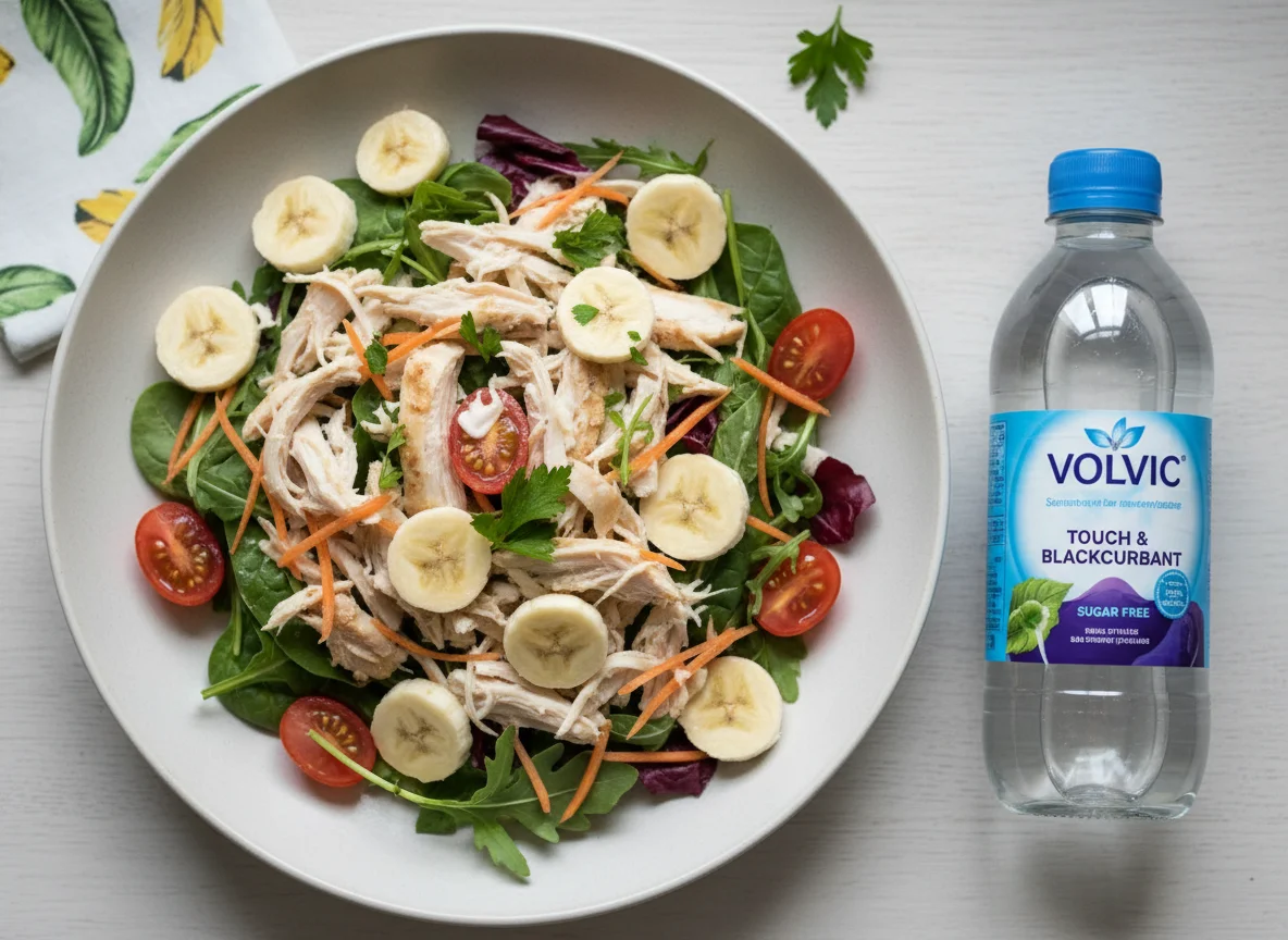 Chicken Salad with Banana and Flavoured Water photo
